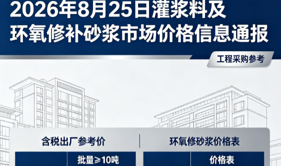 郊区2026年8月25日灌浆料及环氧修补砂浆市场价格信息通报